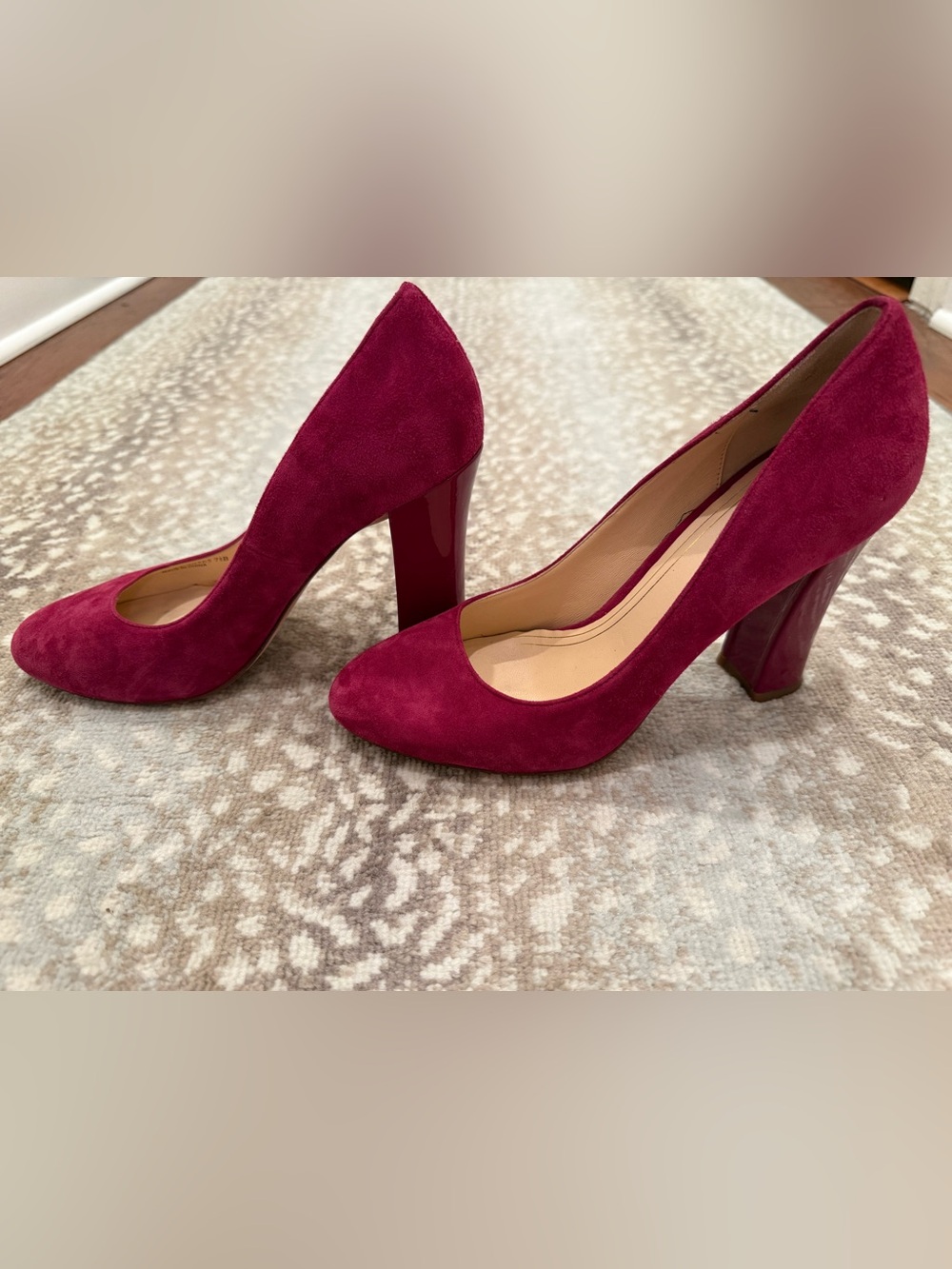 Women's Cole Haan Suede and Patent Deep Pink High Heel Pumps